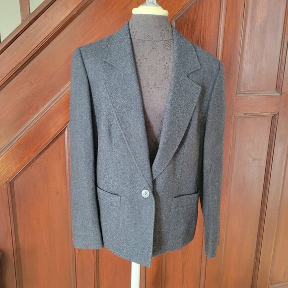 Pendleton Womens Charcoal Gray Wool Blazer Size 16W Single Button Closure Made I - Picture 1 of 8